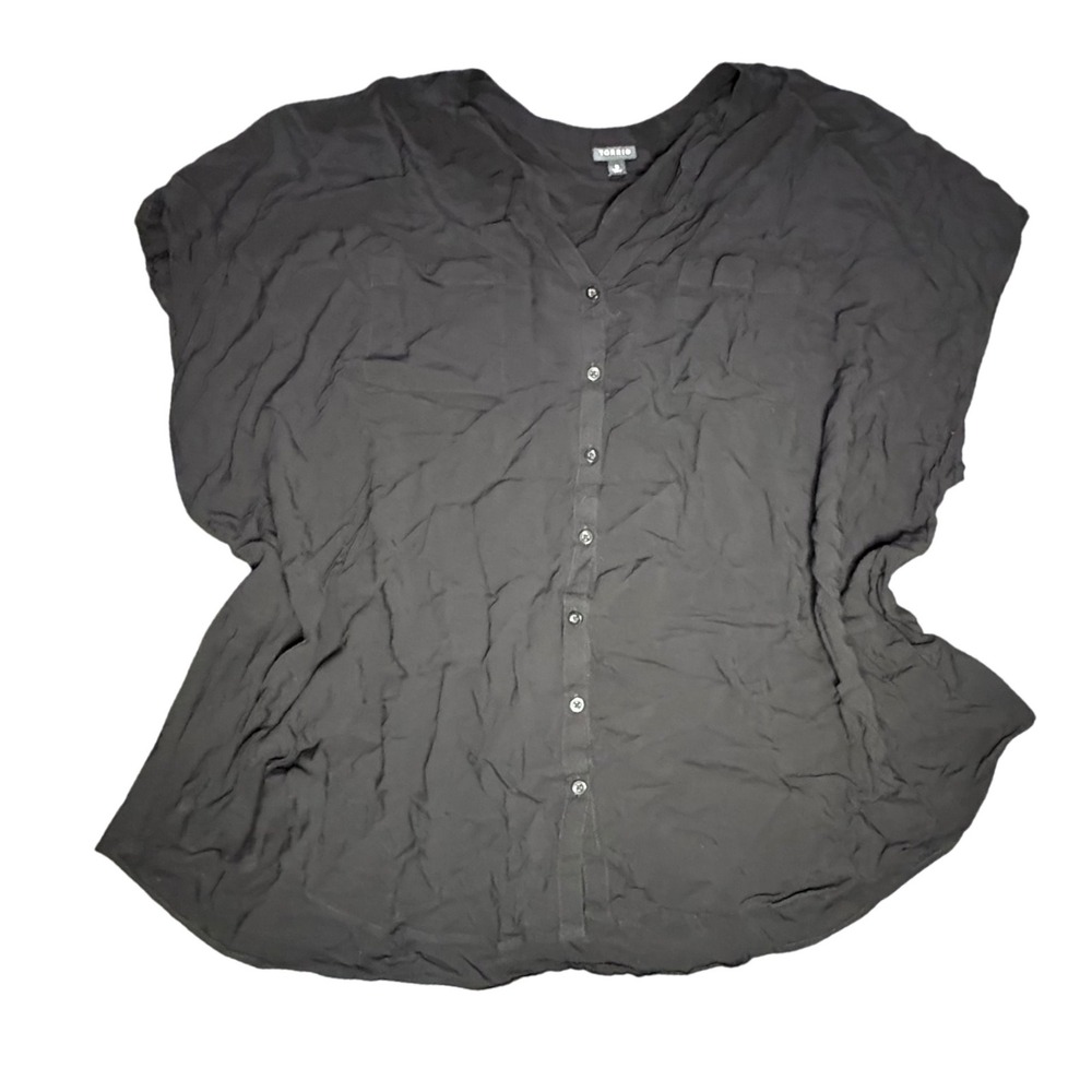 Torrid Button Up Top Plus Size Blouse Short Sleeve Black Size 5